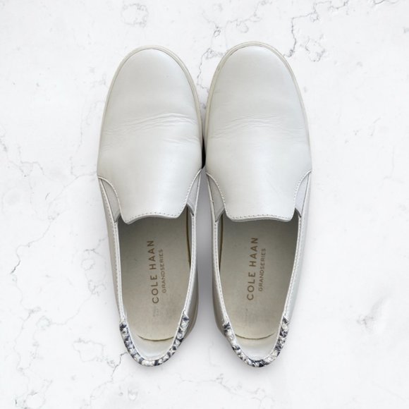 Cole Haan Women’s GrandPro Spectator Ivory Leather Slip-On Sneaker Size 5B Used - Picture 2 of 12